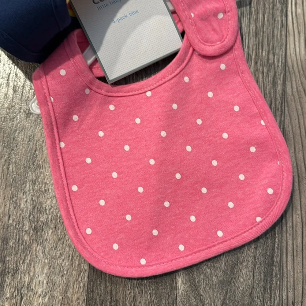 Carter's 4-Pack Water Resistant Bibs Velcro new cotton girls pink